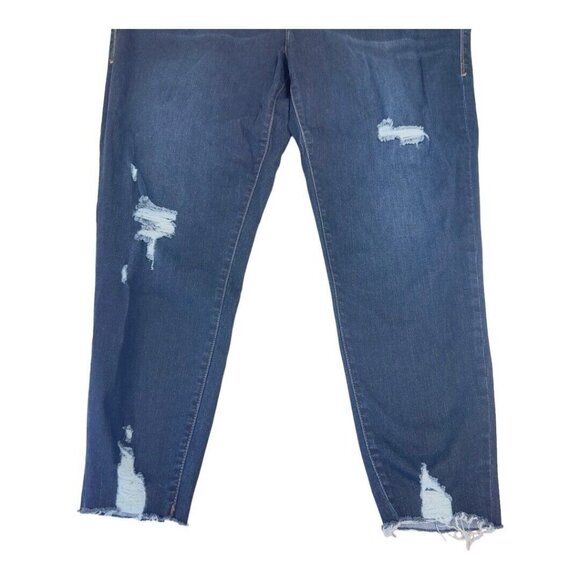 Lularoe Plus Size 44 Women Elastic Waist Distressed Dark Wash Denim Jeans - Picture 9 of 11